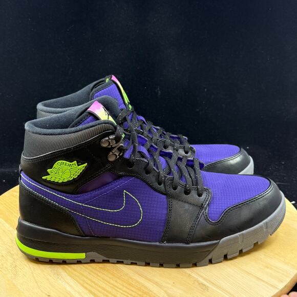 Air Jordan 1 Trek 616344-505 Court Purple Black Flash Lime Outdoor Mens Size 9.5 - Picture 6 of 10